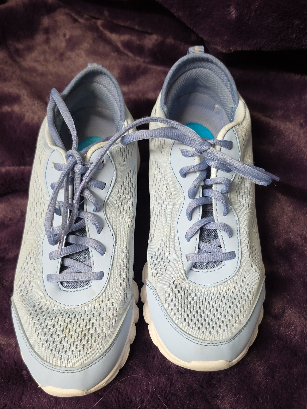 Tony Little CHEEKS Women's Light Blue Lace-Up Gel Trainers SZ 8